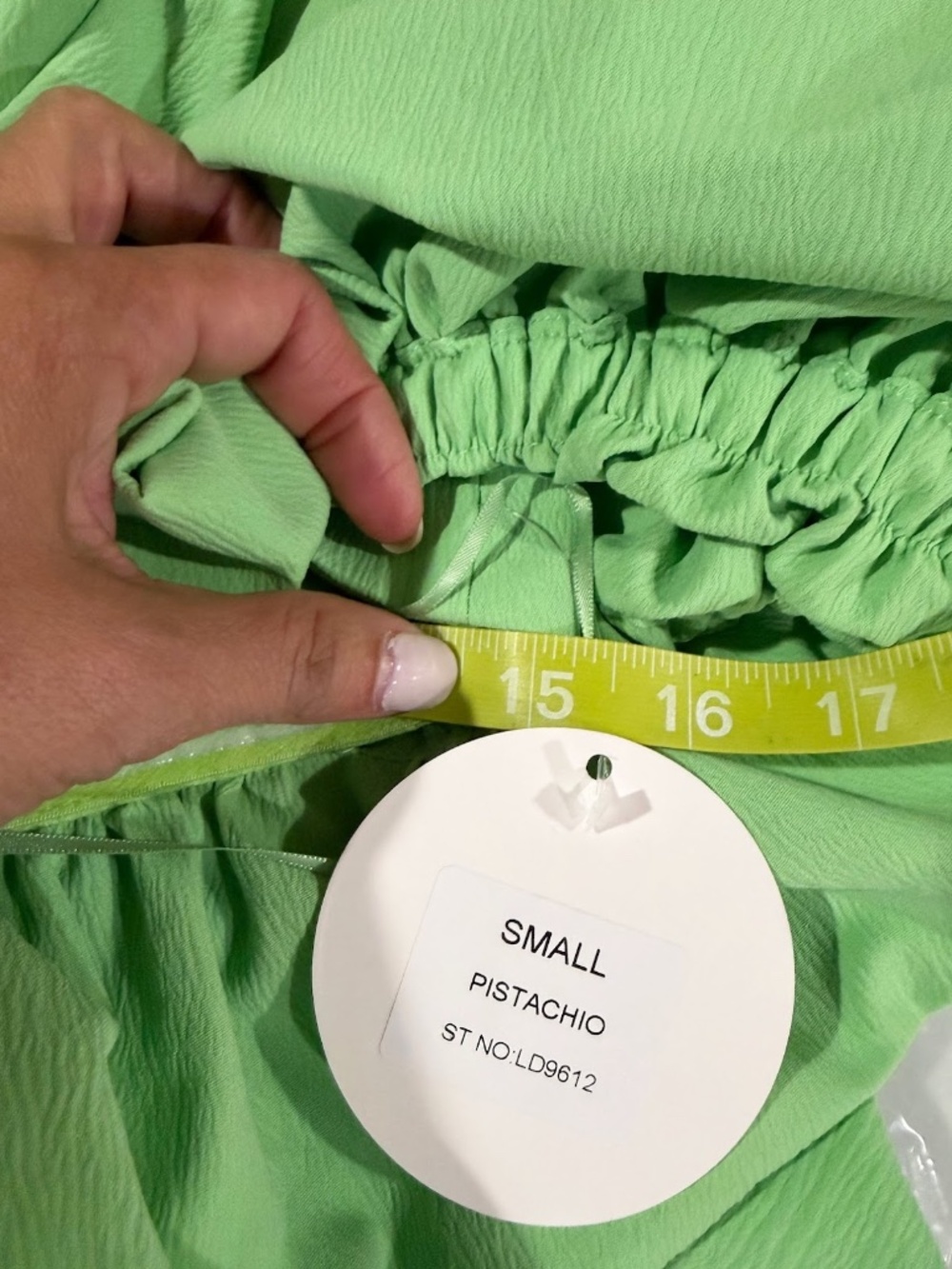 Luxxel Women's Pistachio-colored Off-the-shoulder Ruffle Mini Dress Size S - Picture 10 of 11